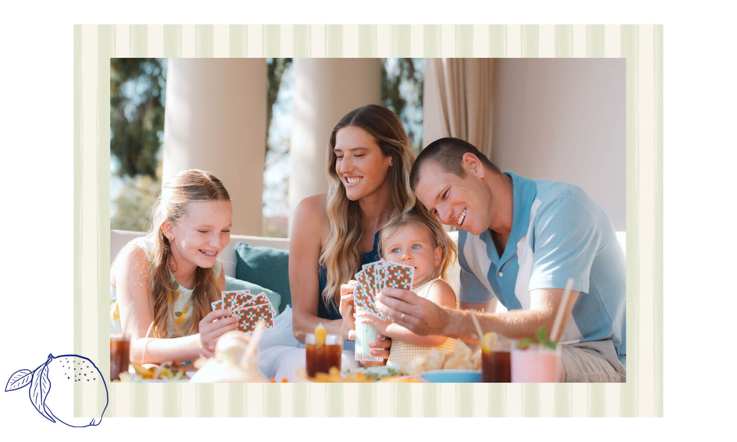 family at coliseum pool cabana pelican hill